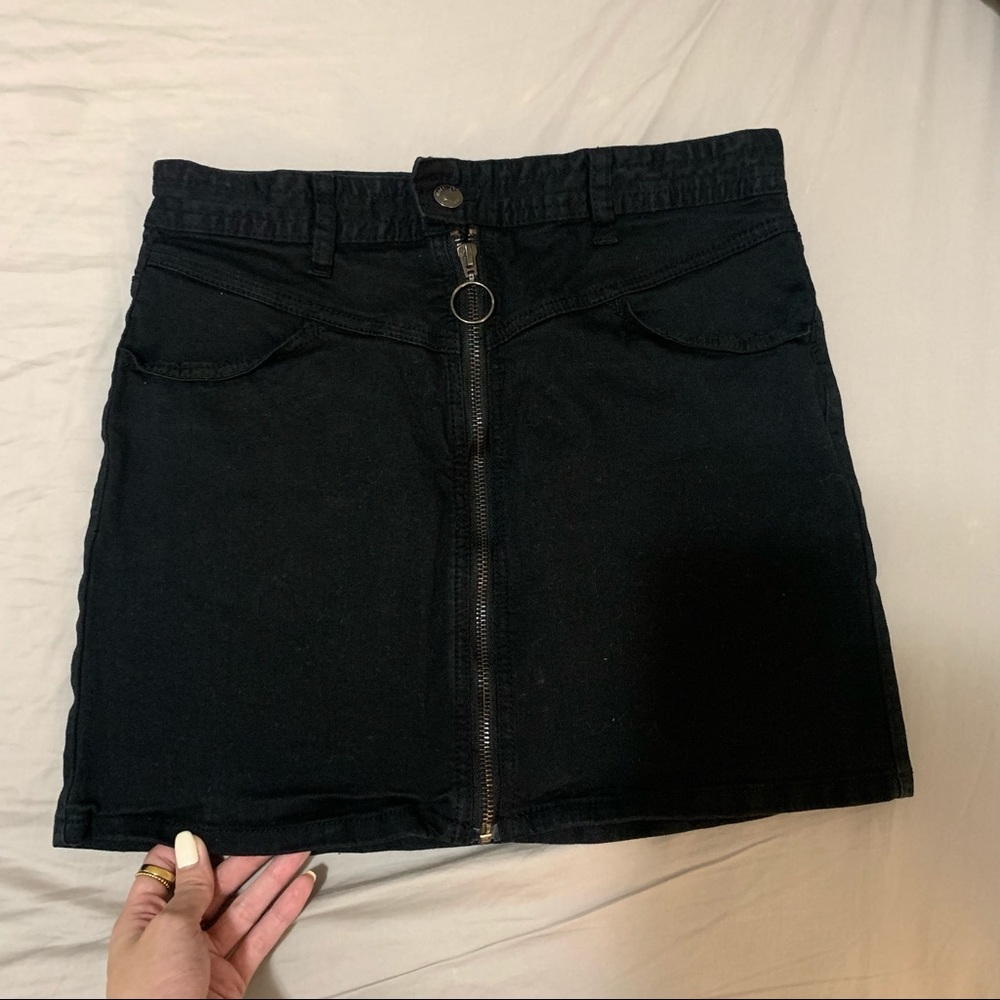 Black denim skirt